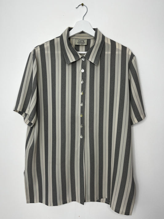 Grey & White Stripe Classic Vintage Blouse