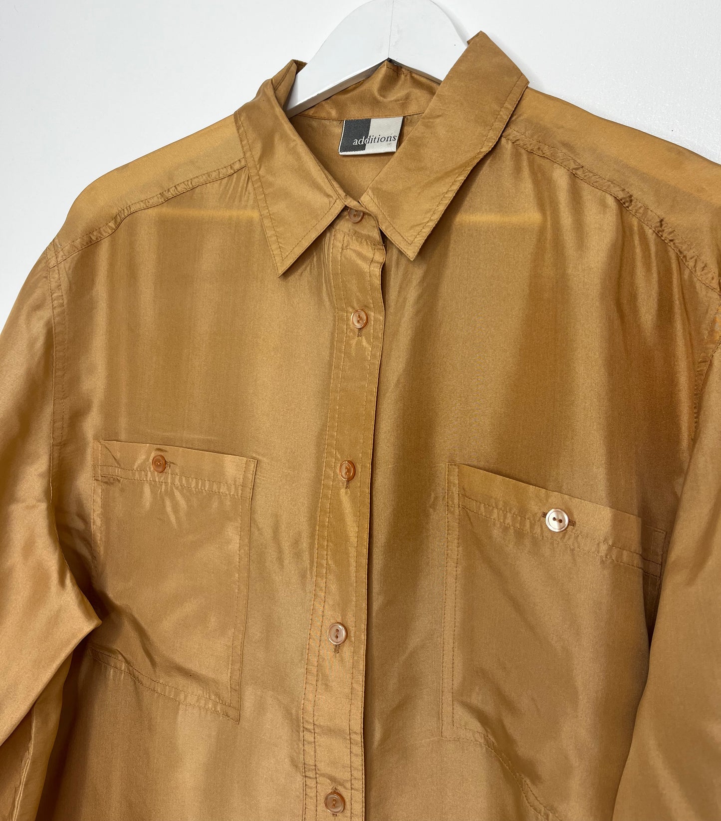 Long Sleeve Silk Gold Shirt