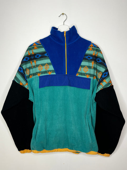 Blue & Green Patterned Quarter Zip Fleece