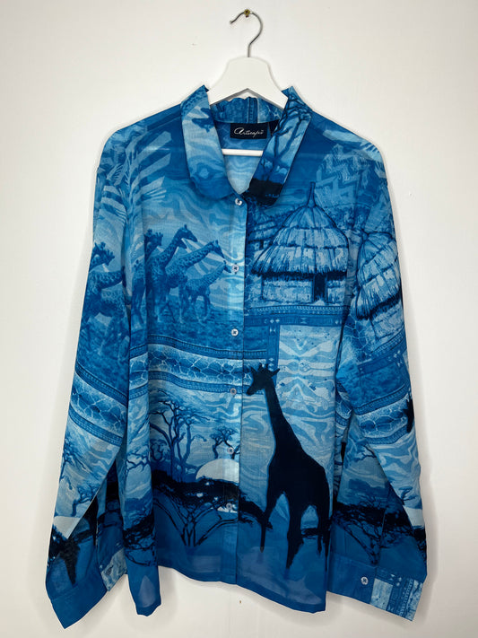 Semi Sheer Blue Vintage Safari Blouse