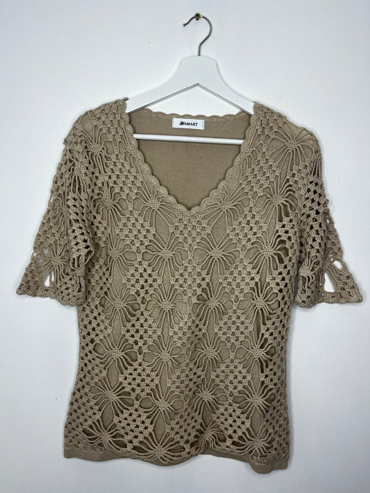 Casual Crochet Front Vintage Top