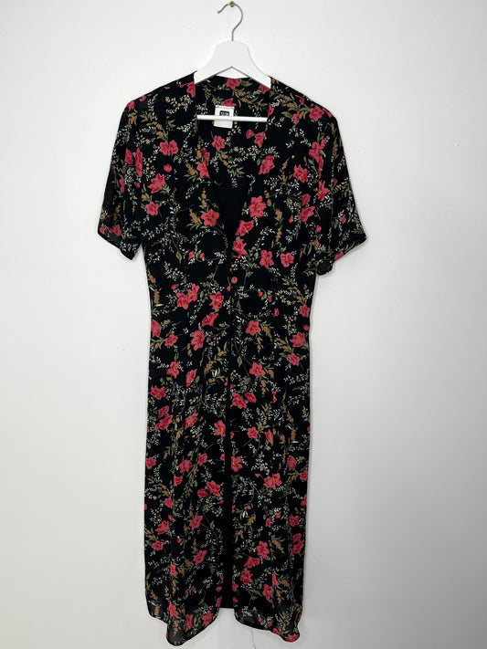 Tie Back 90s Floral Autumnal Dress