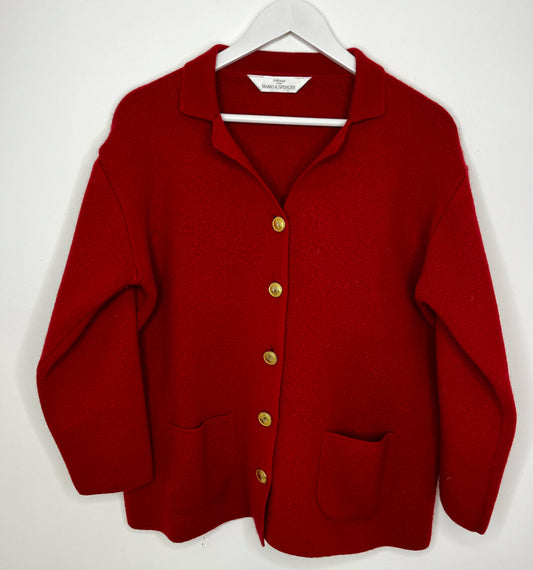 Wool Blend Red Smart Cardigan
