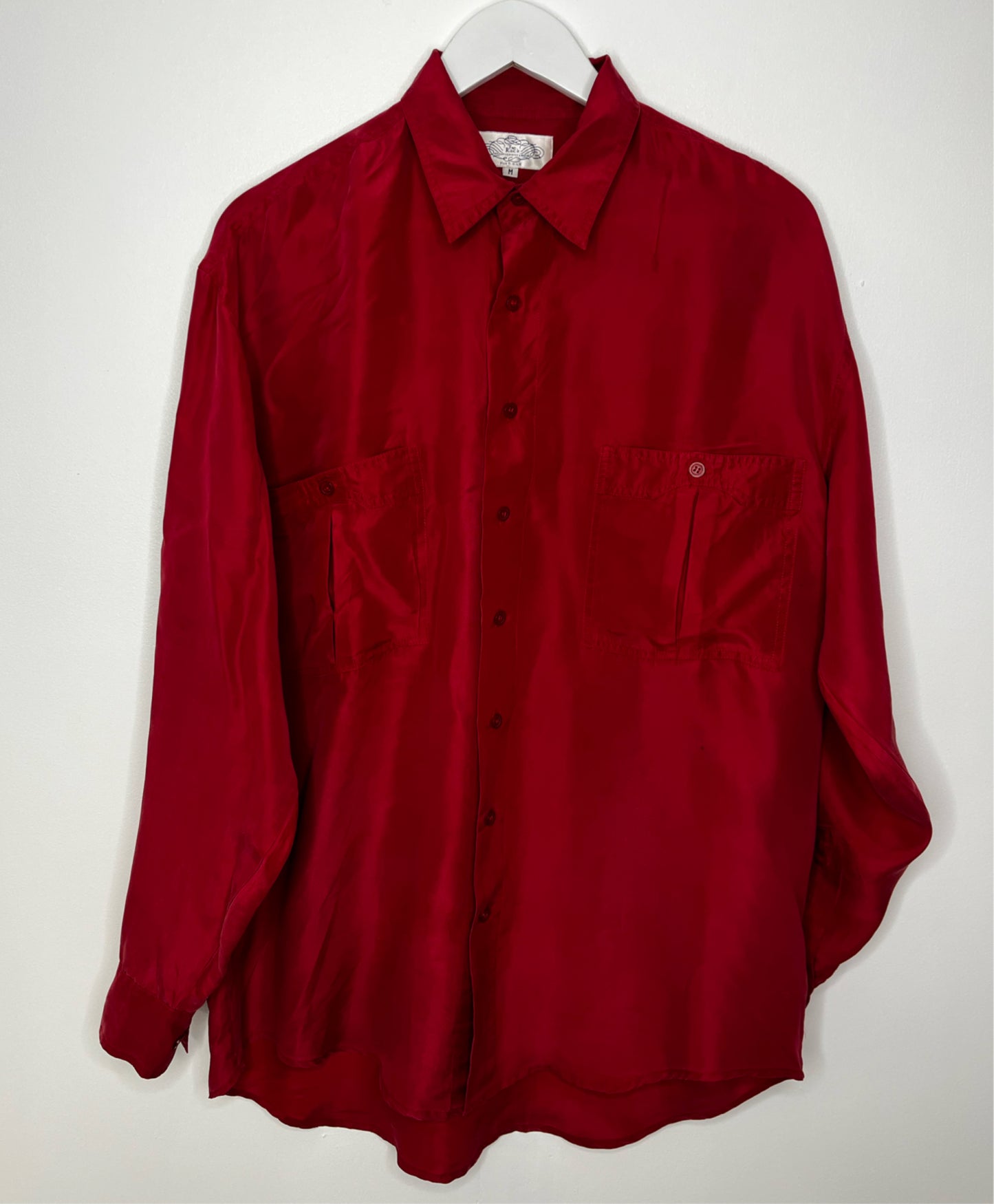 Long Sleeve Red Silk Shirt