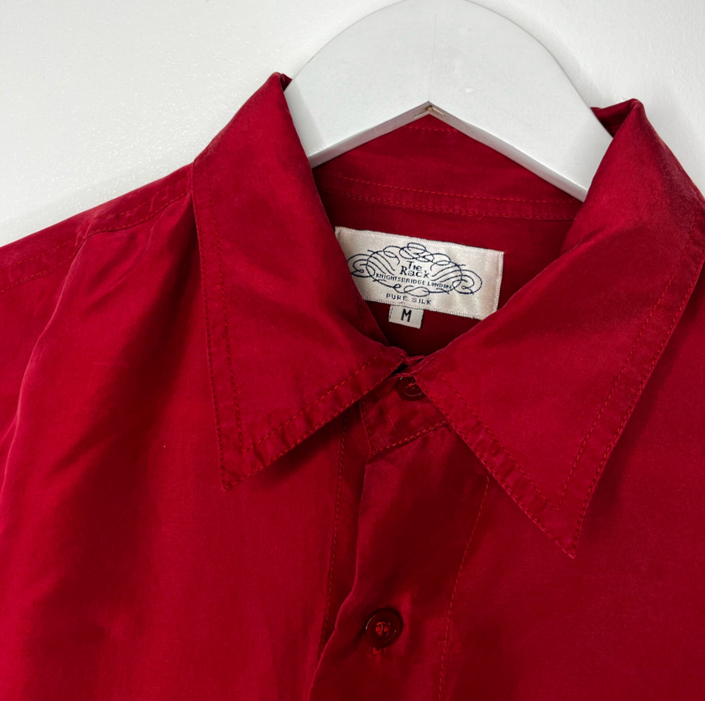 Long Sleeve Red Silk Shirt