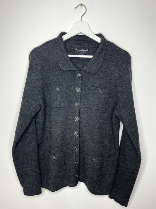 Vintage Italian Merino Wool Grey Staple Cardigan