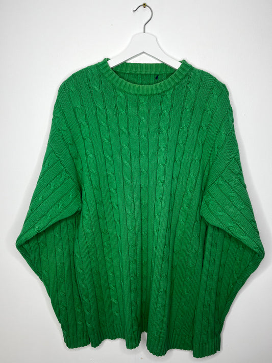 Pure Cotton Green Cable Vintage Jumper