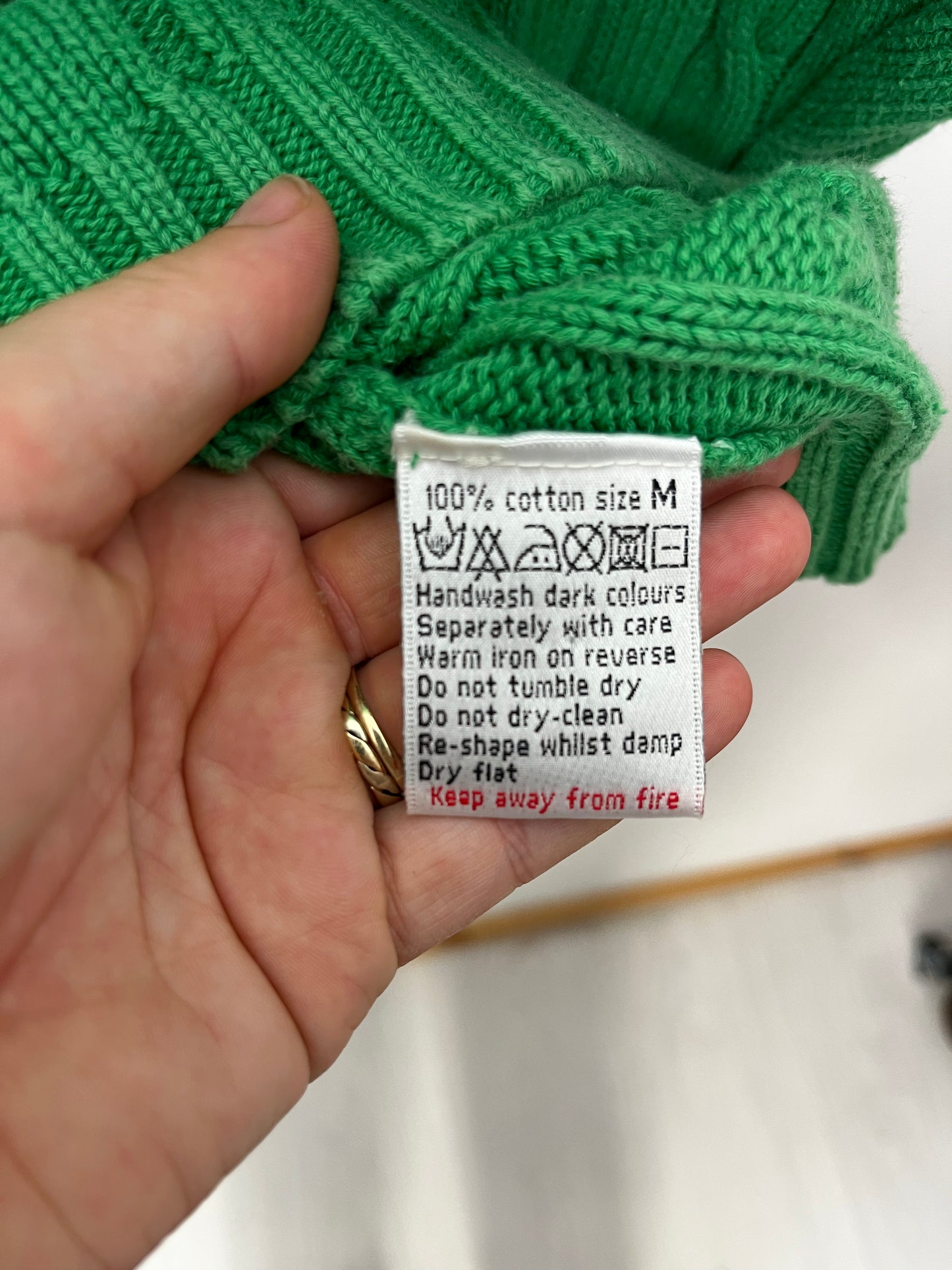 Pure Cotton Green Cable Vintage Jumper