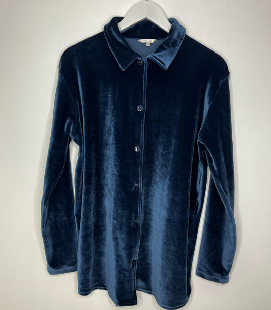 Midnight Blue Velvet Shirt