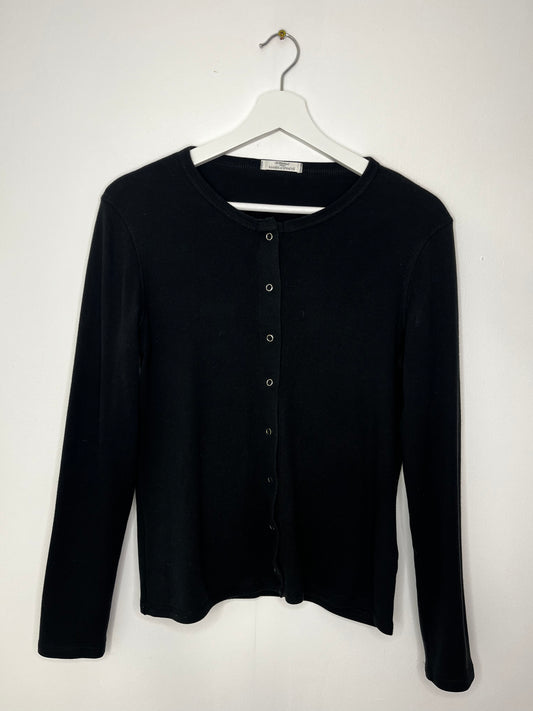 Black 90s Popper Cardigan