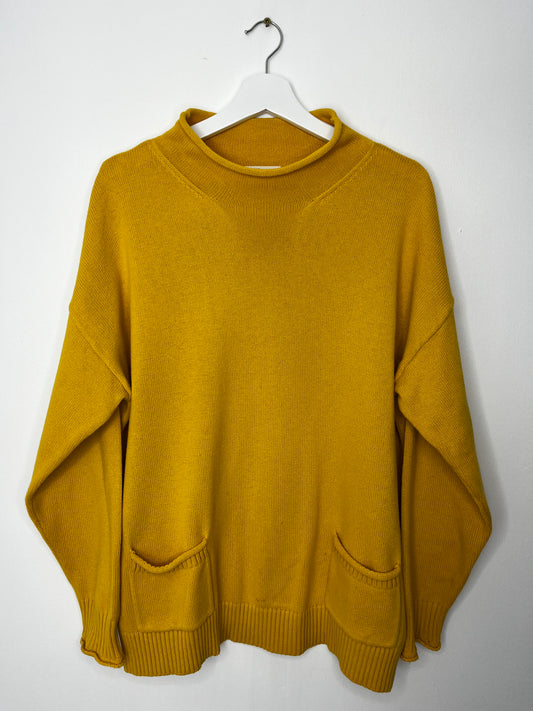 Mustard Roll Neck Vintage Slouchy Jumper