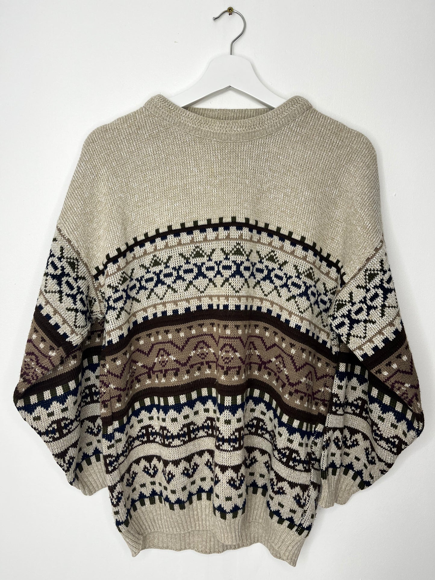 Beige Patterned Vintage Jumper