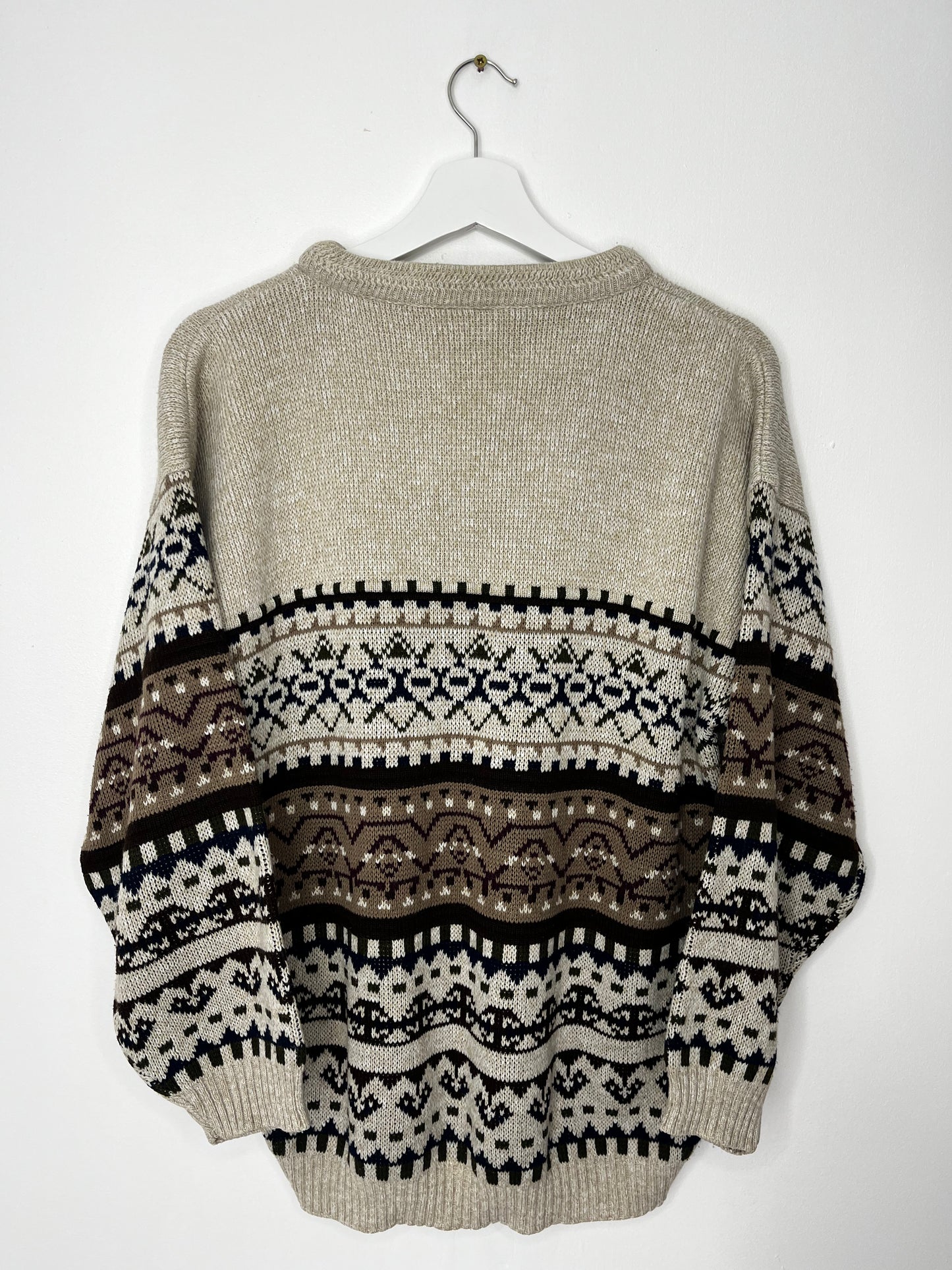Beige Patterned Vintage Jumper