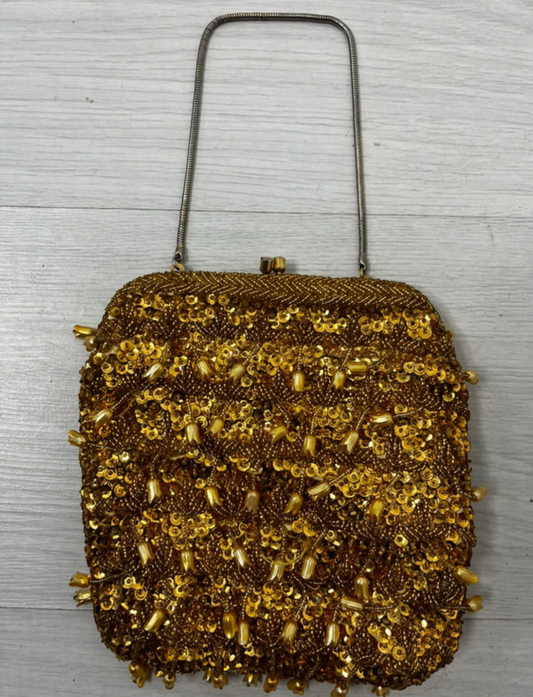 Gold Beaded True Vintage Glamorous Bag