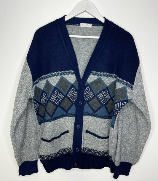 Navy Grey Vintage Cardigan