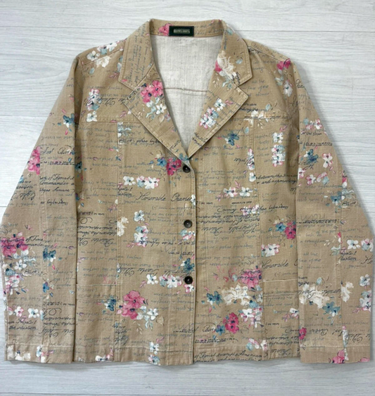 True Vintage Beige Pretty Floral Casual Jacket