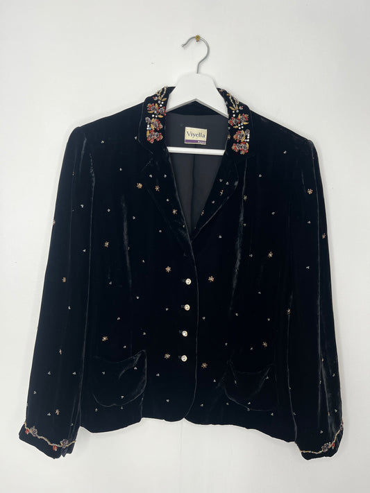 Black Velvet Vintage Beaded Jacket