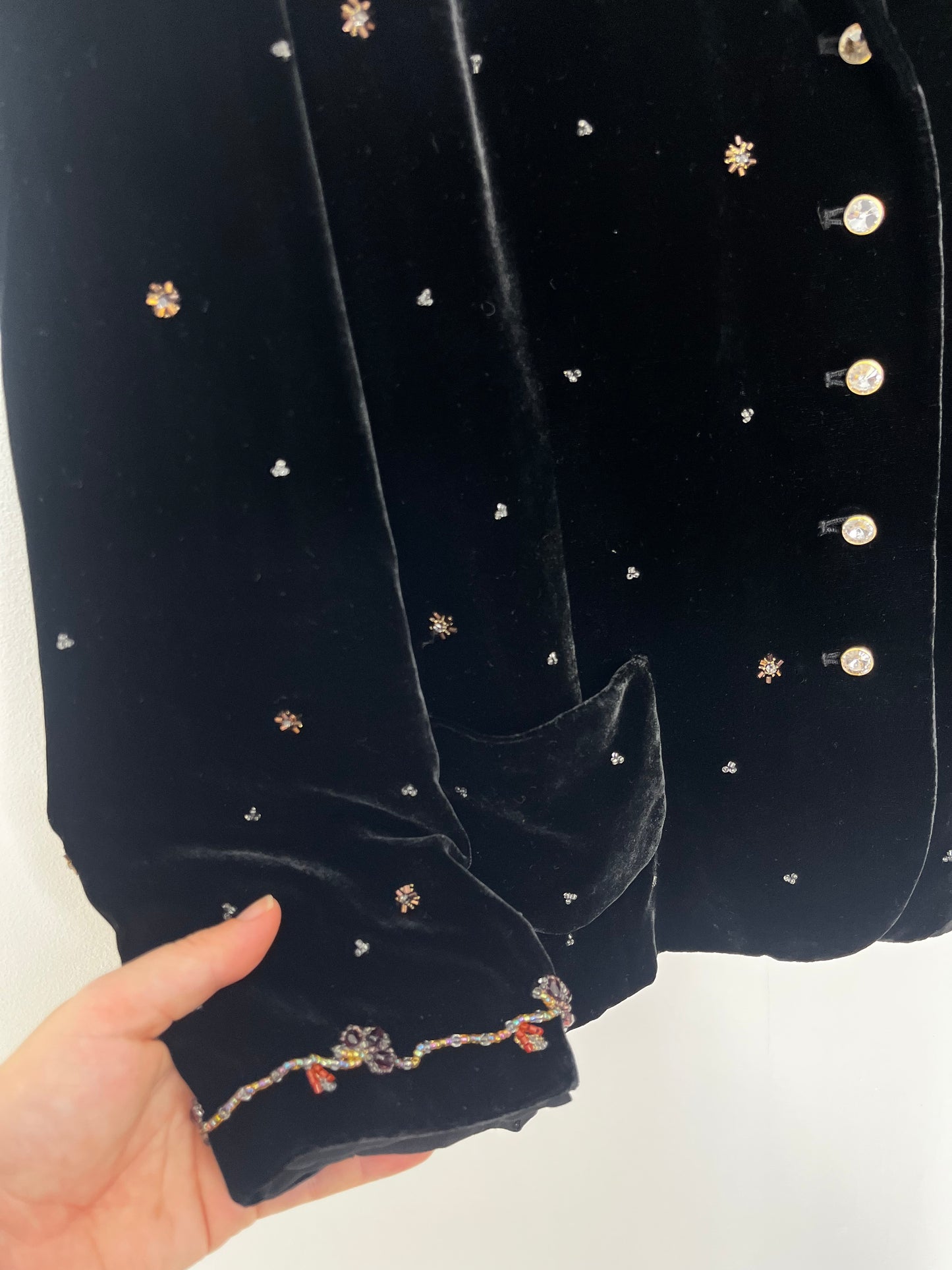 Black Velvet Vintage Beaded Jacket