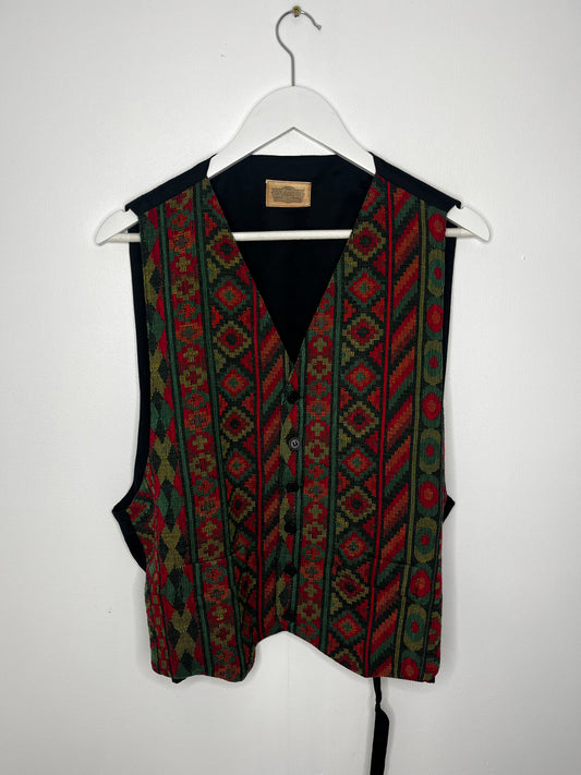 Red & Green True Vintage Patterned Waistcoat