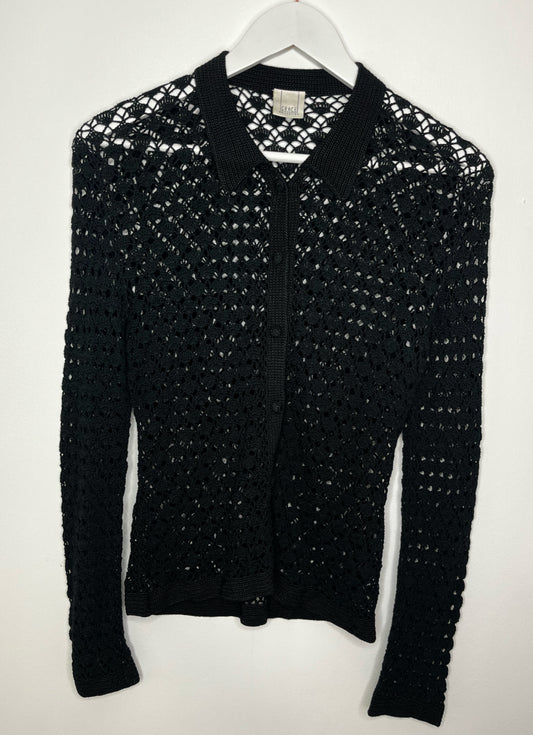Black Crochet Vintage Cardigan