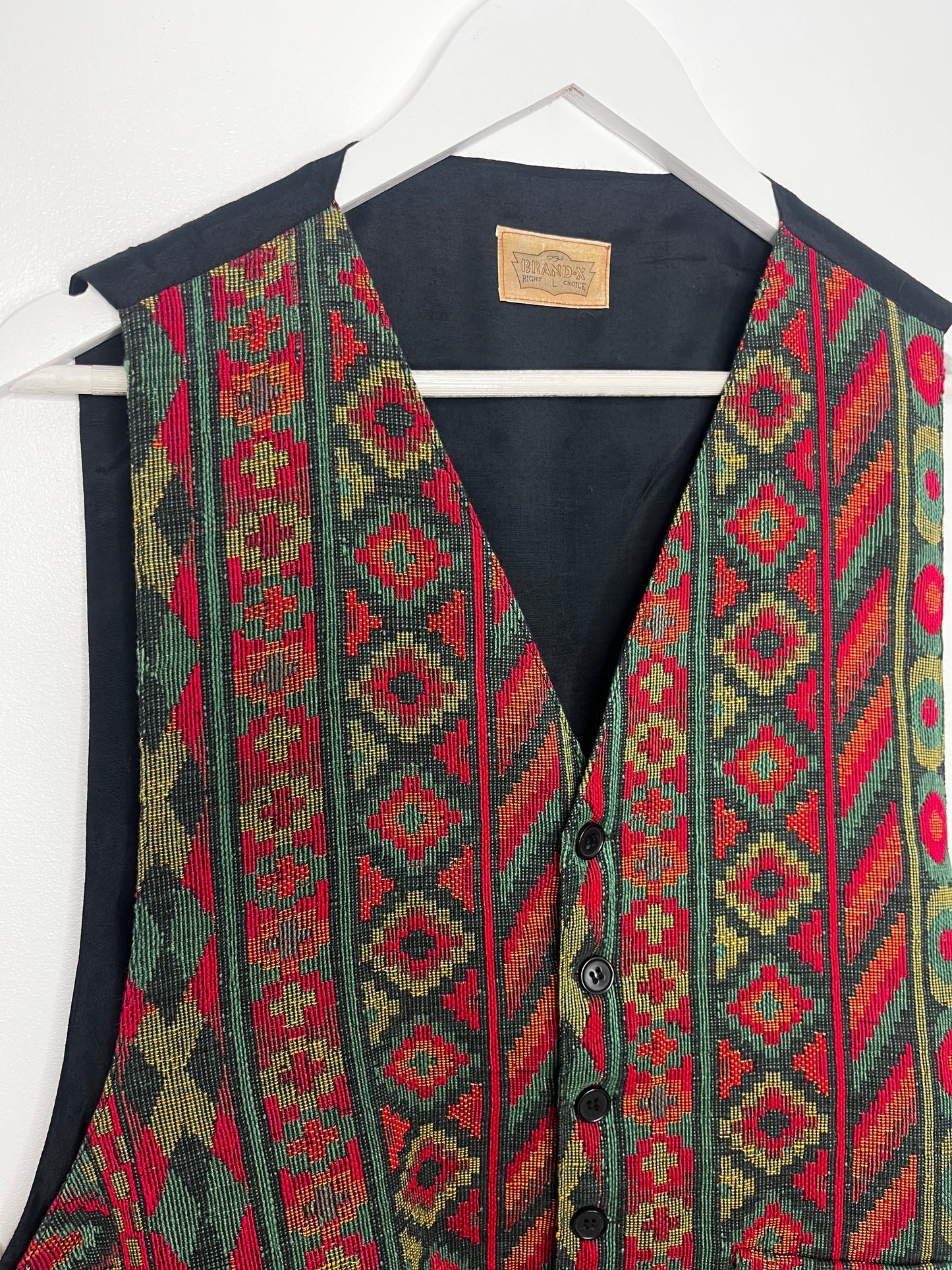 Red & Green True Vintage Patterned Waistcoat