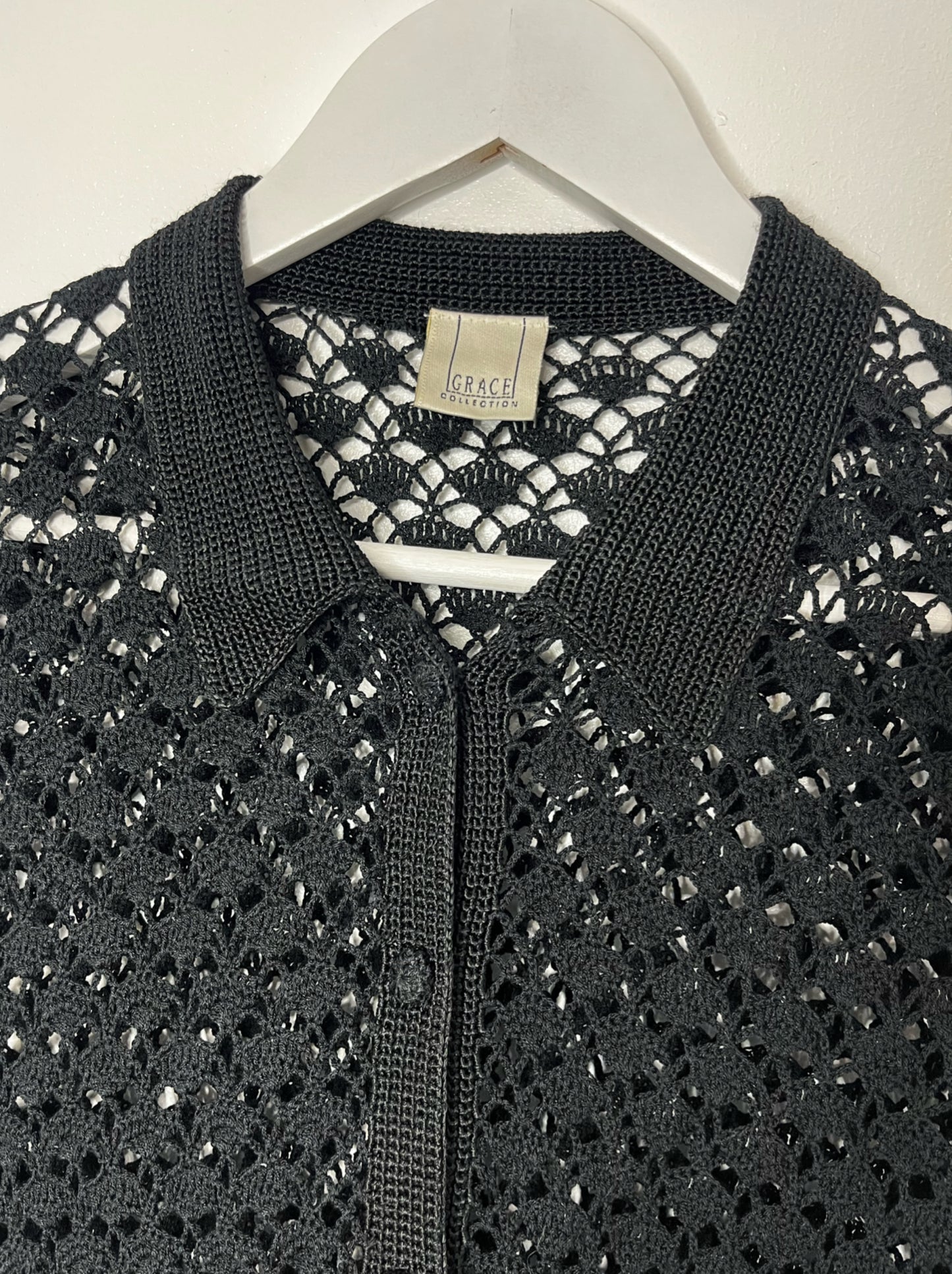Black Crochet Vintage Cardigan