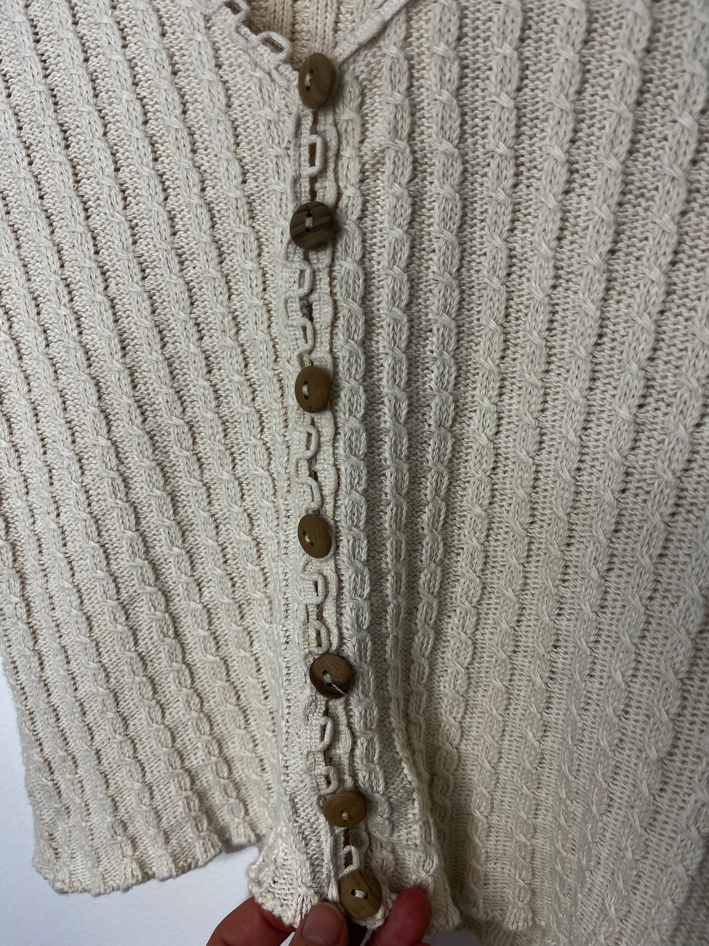 Cropped Cream Ribbed Vintage Cardigan