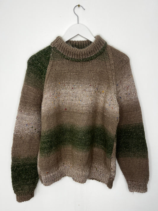 Hand Knit Brown & Green Vintage Jumper