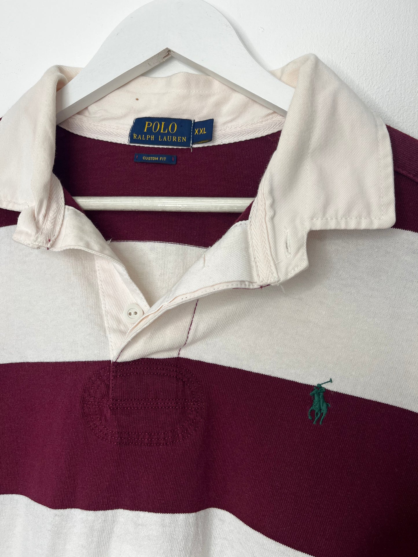 Ralph Lauren Burgundy Stripe Vintage Rugby Polo