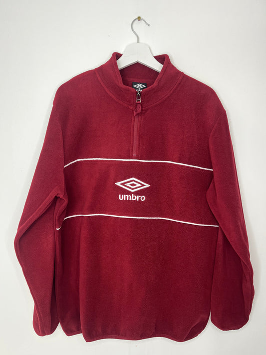 Burgundy Umbro Quarter Zip Fleece Jumper