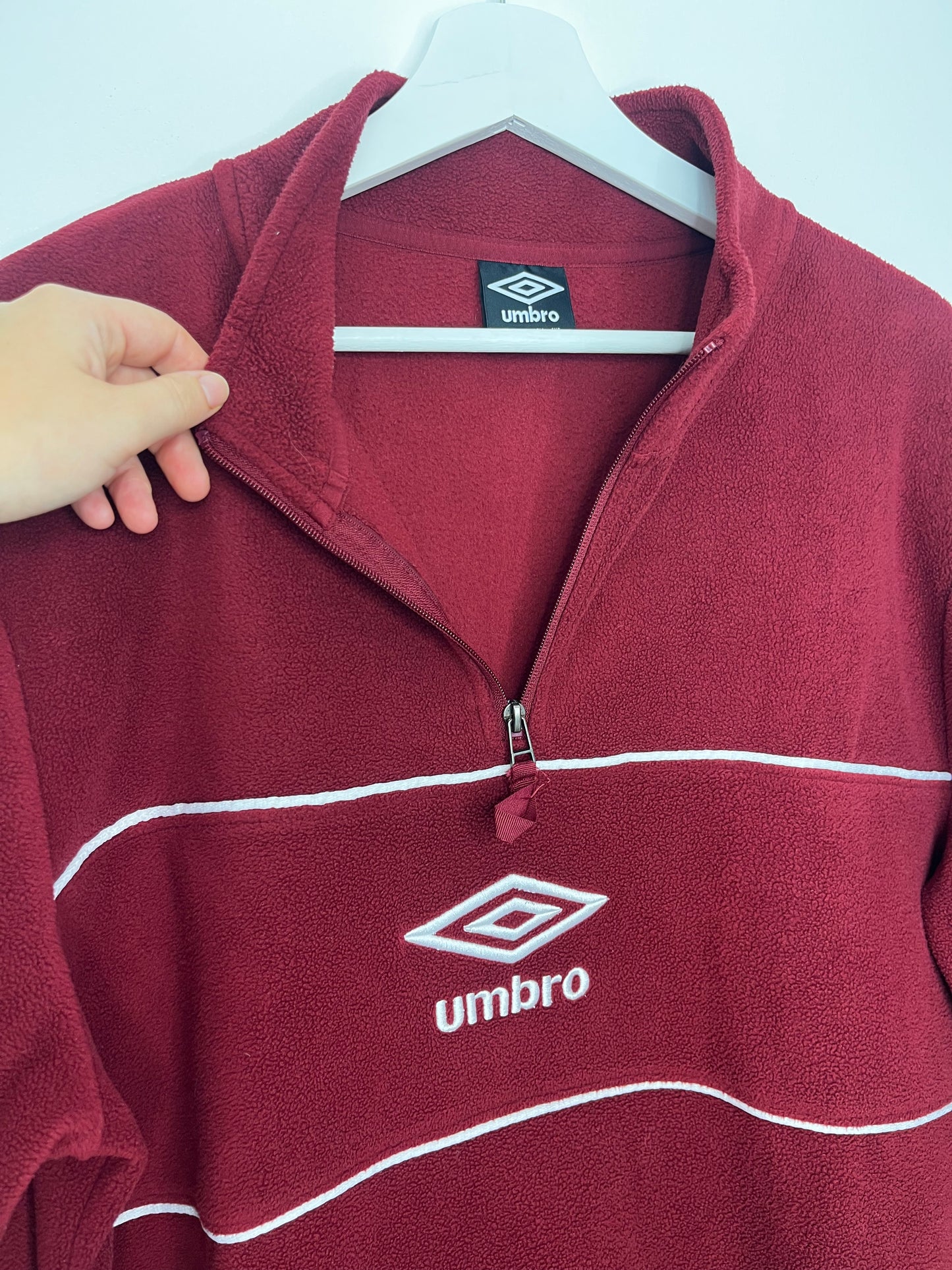 Burgundy Umbro Quarter Zip Fleece Jumper