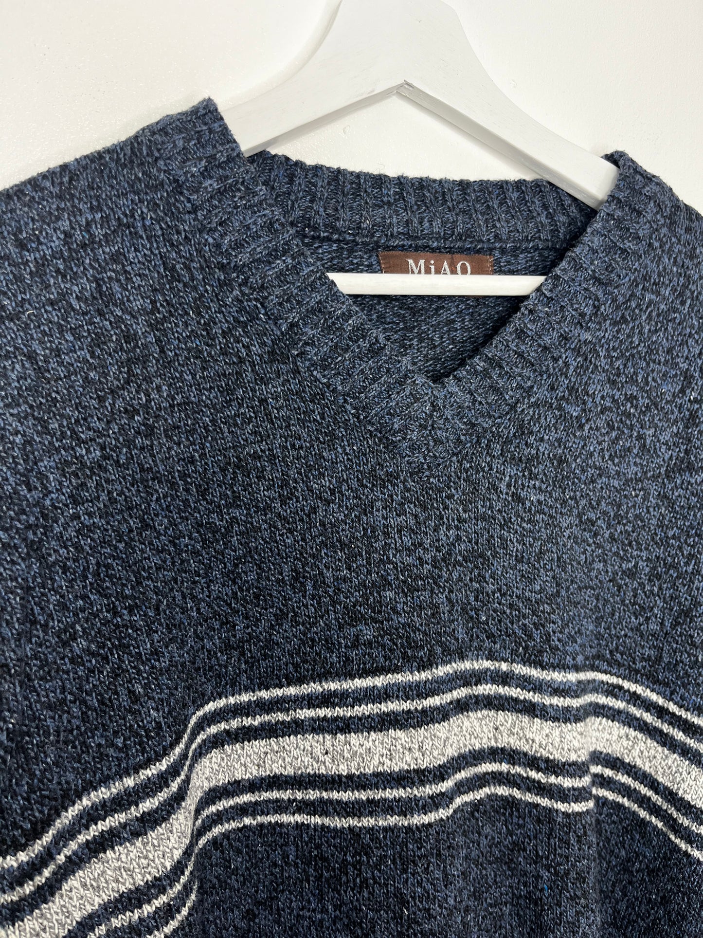 Navy Vintage V Neck Jumper