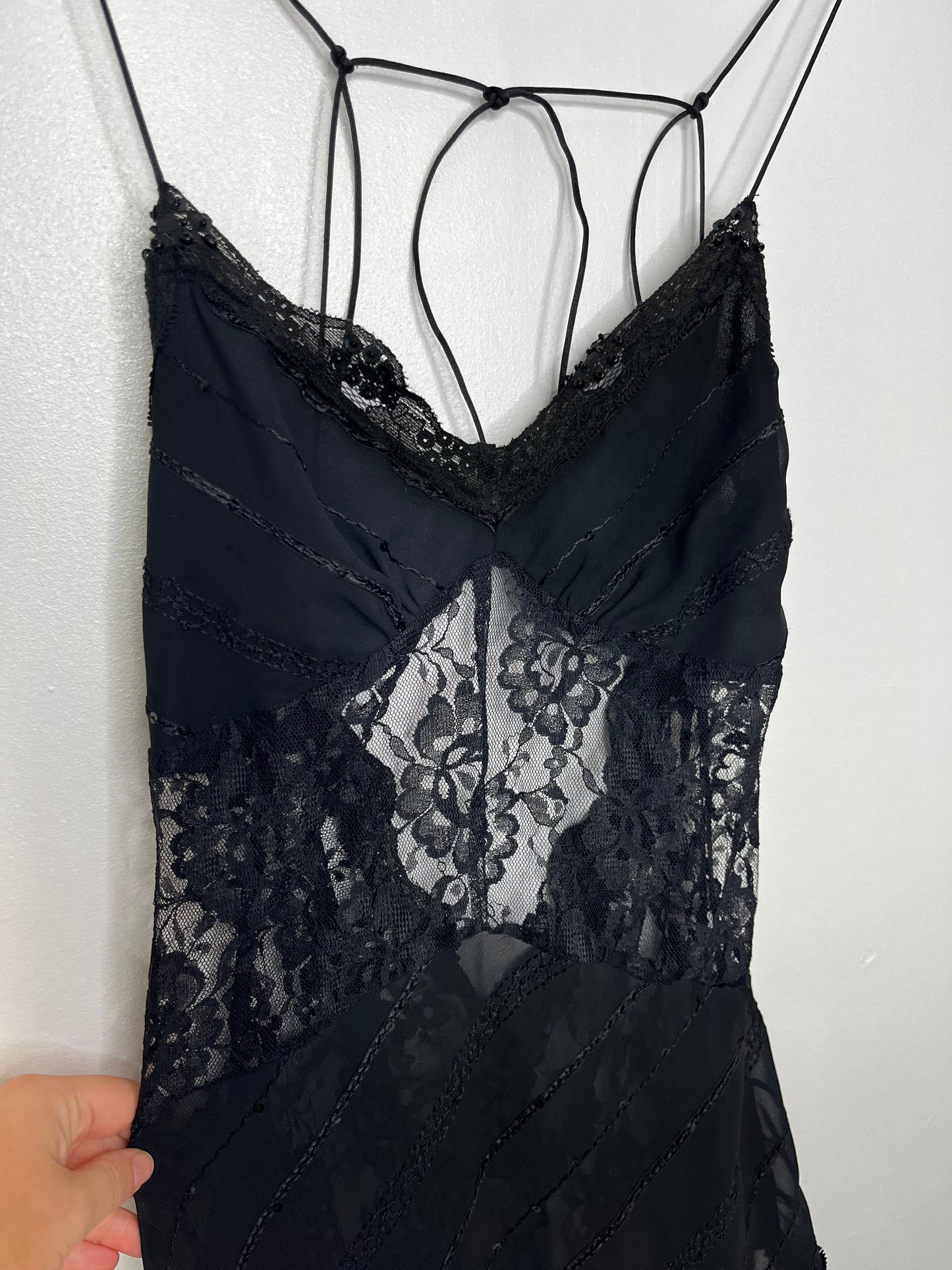 Black Lace Vintage Whimsical Low Back Top