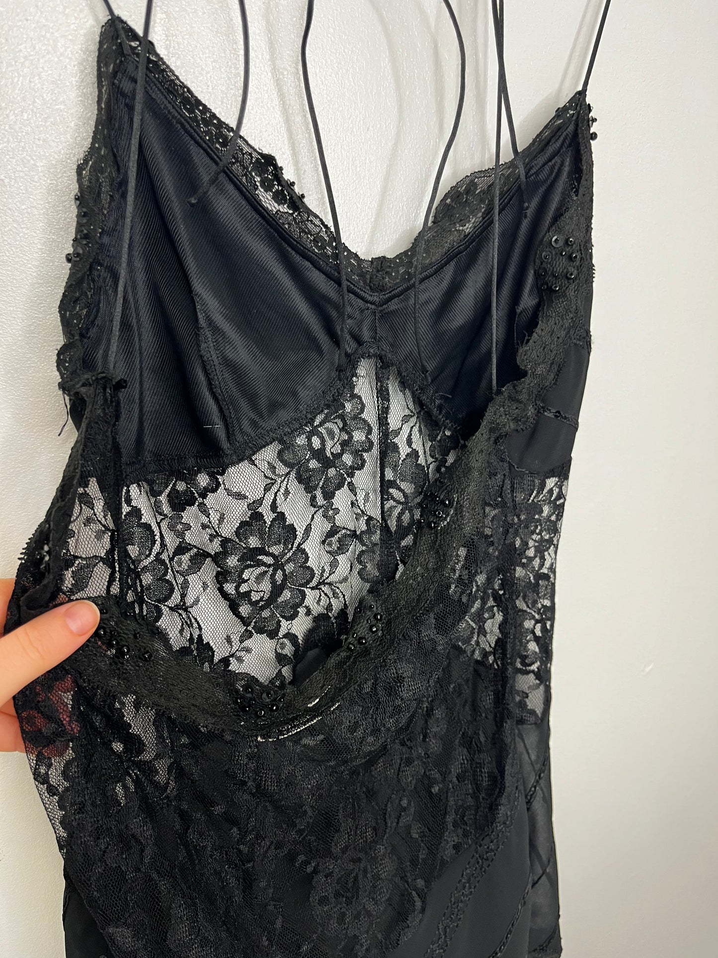 Black Lace Vintage Whimsical Low Back Top