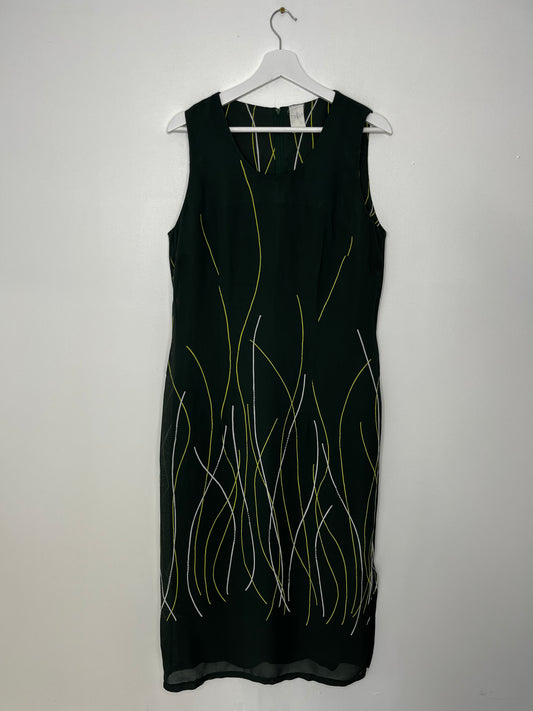 Autumnal Long Green Vintage Dress