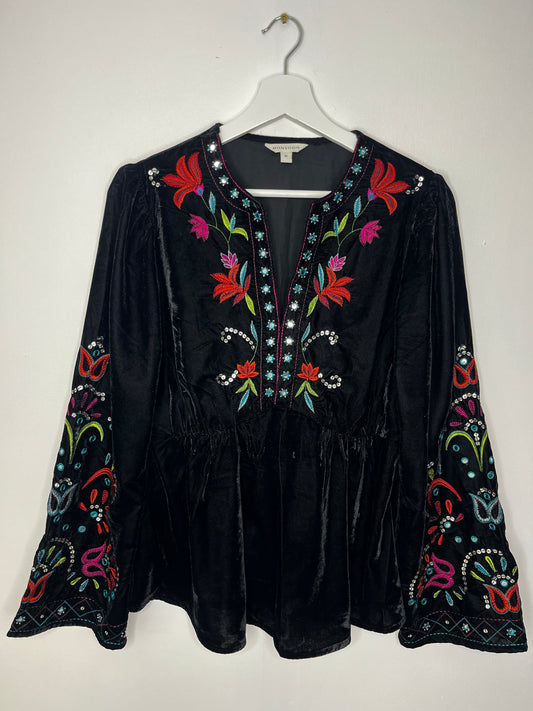 Black Velvet Whimsical Vintage Top