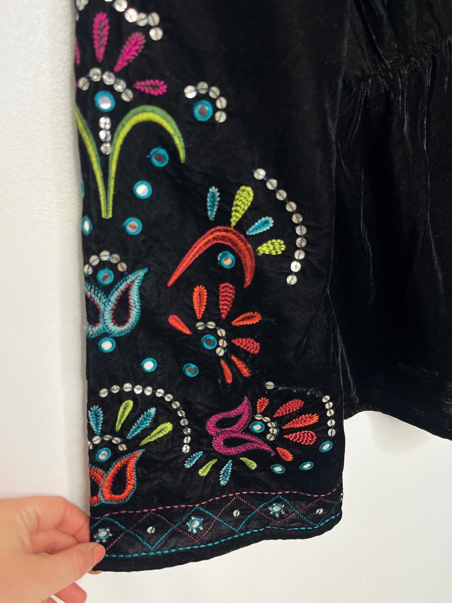 Black Velvet Whimsical Vintage Top