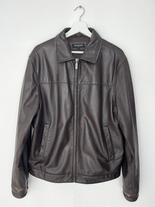 Dark Brown Vintage Balmain Leather Jacket
