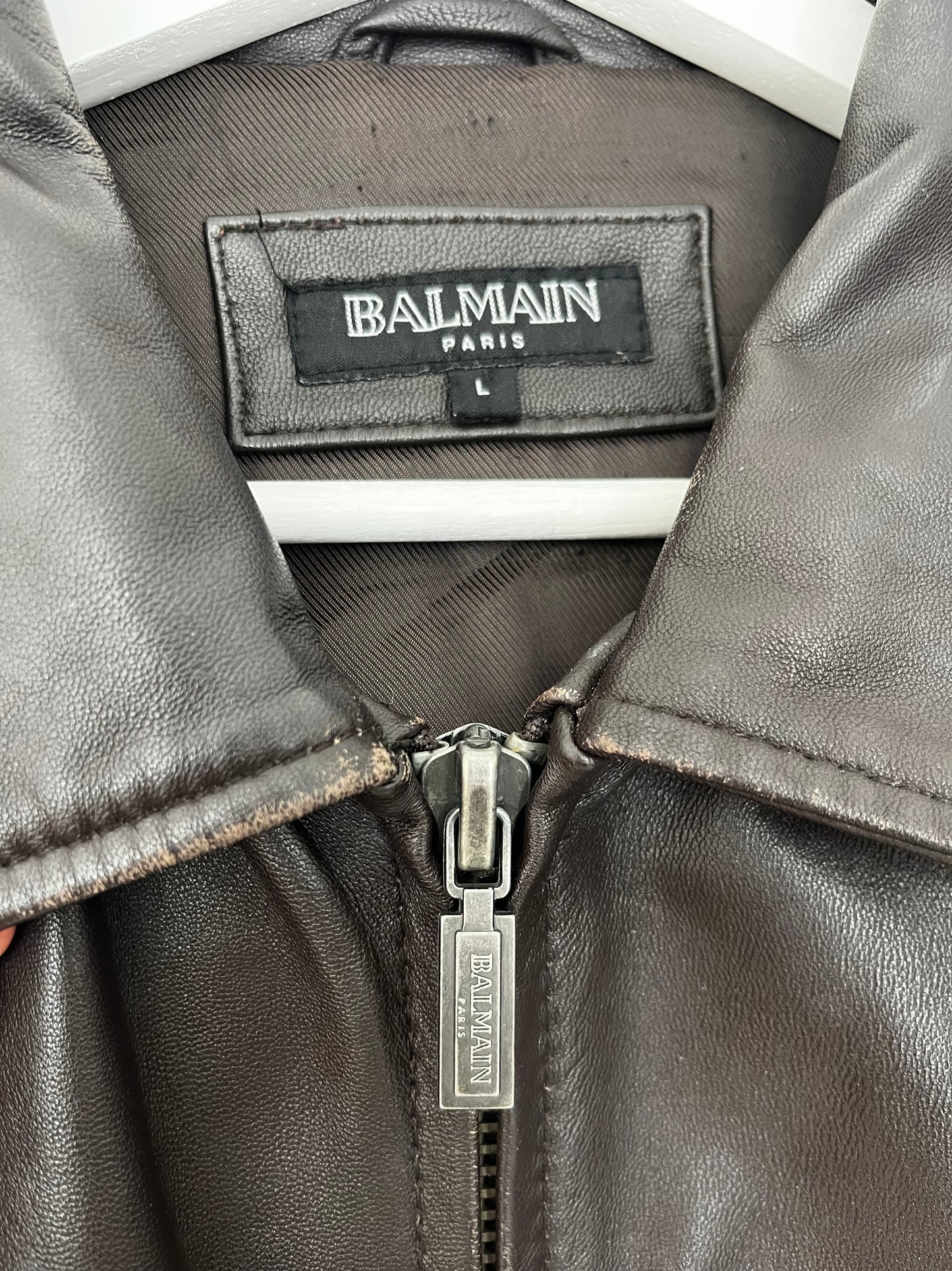 Dark Brown Vintage Balmain Leather Jacket