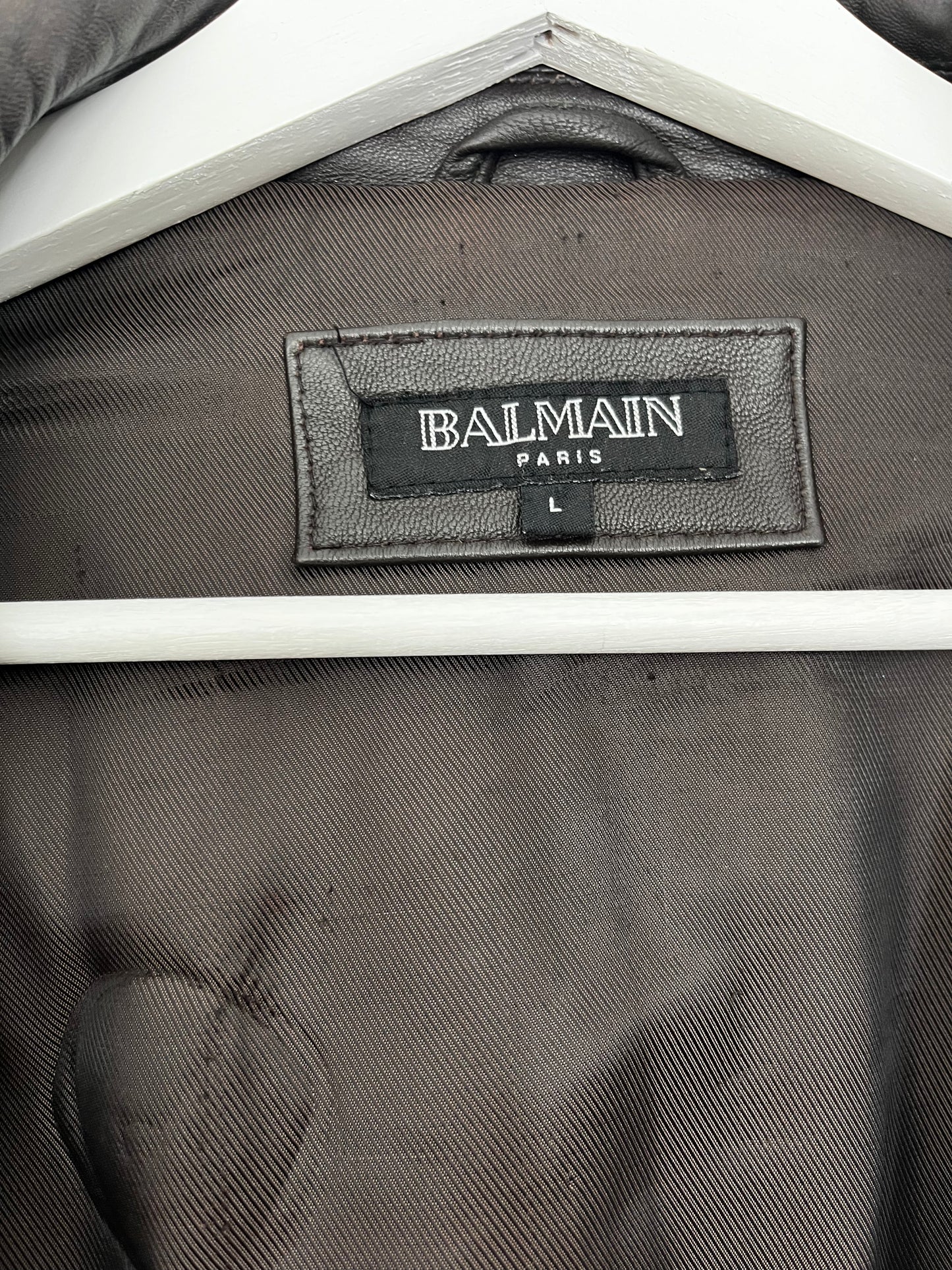 Dark Brown Vintage Balmain Leather Jacket