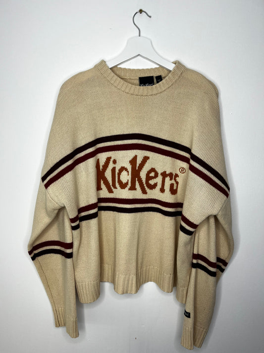 Cream & Burgundy Vintage Kickers Knit Jumper