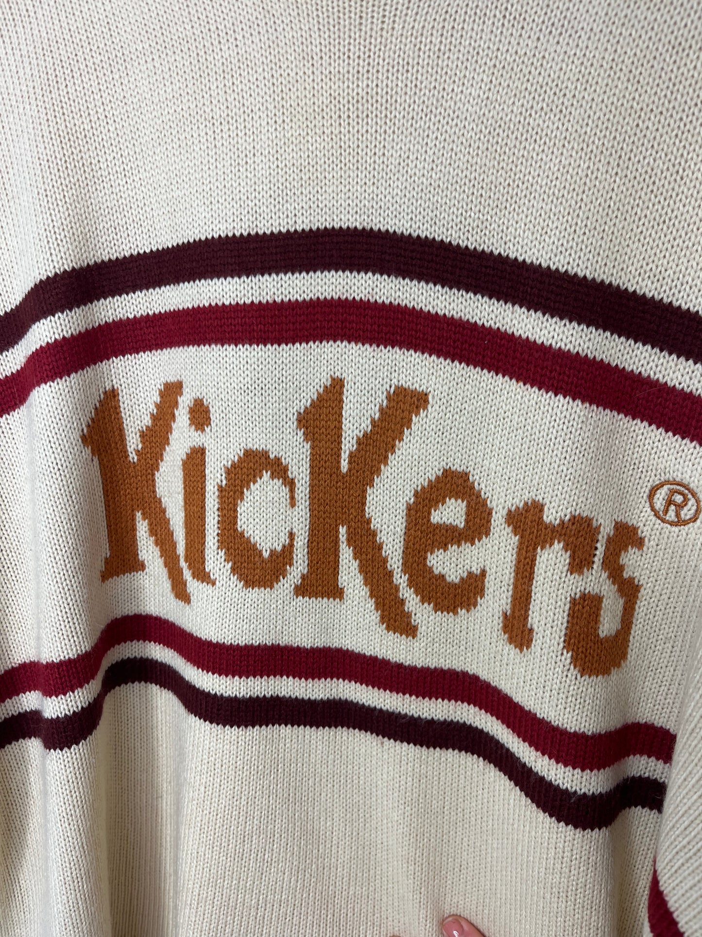 Cream & Burgundy Vintage Kickers Knit Jumper