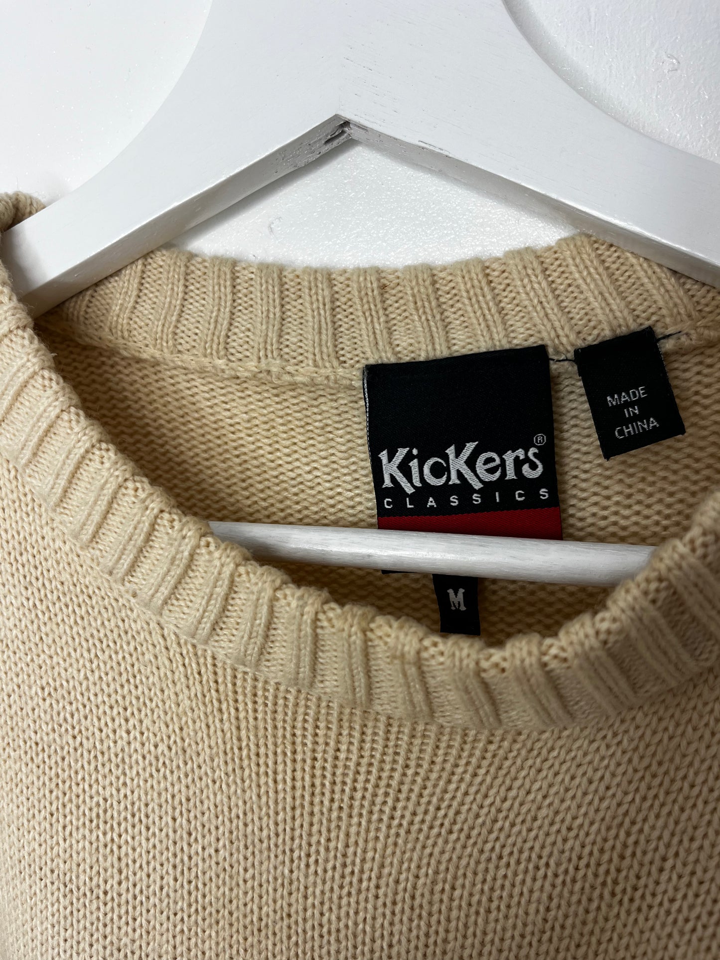 Cream & Burgundy Vintage Kickers Knit Jumper