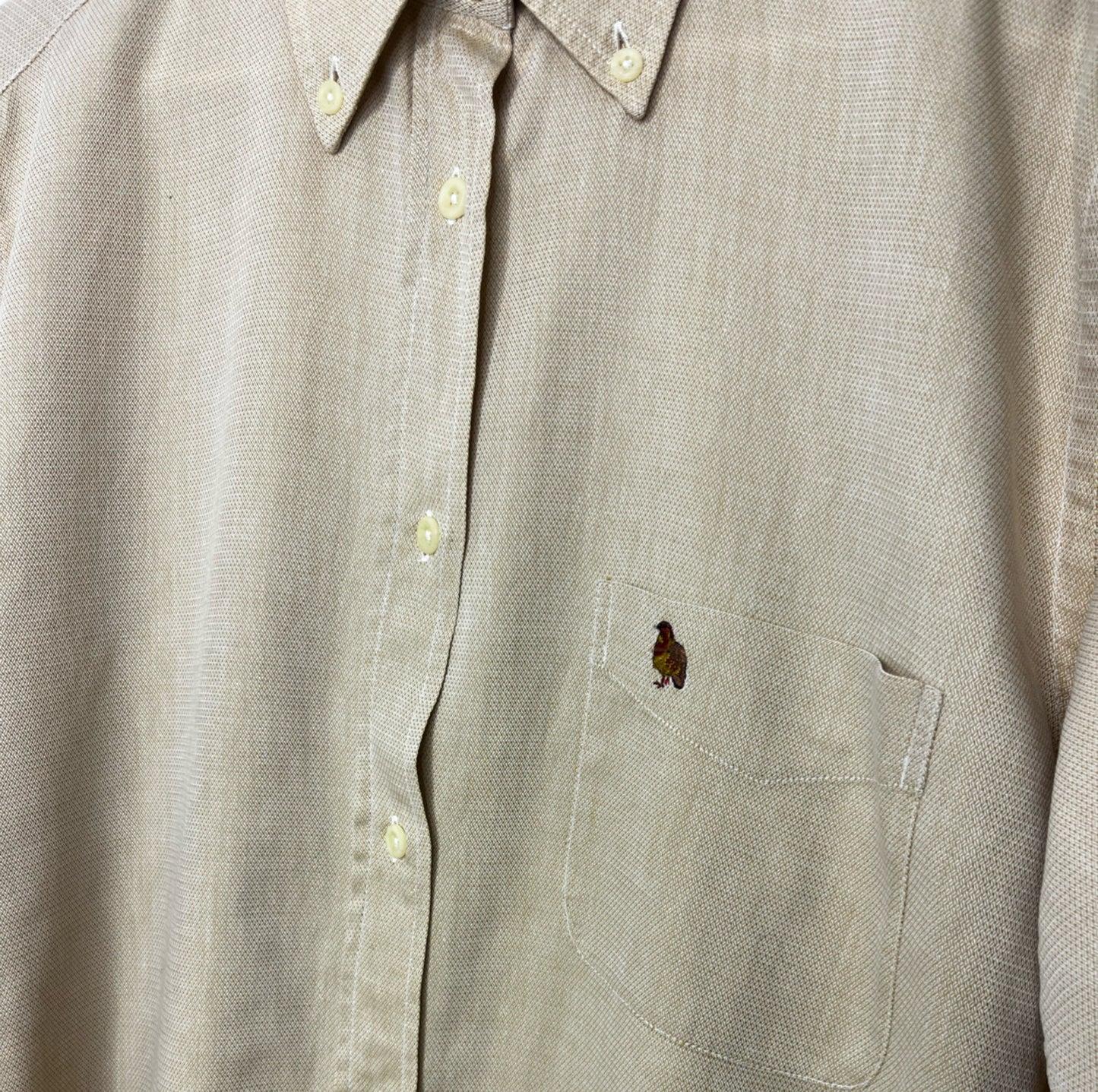 Cute Cream Bird Pocket Vintage Shirt