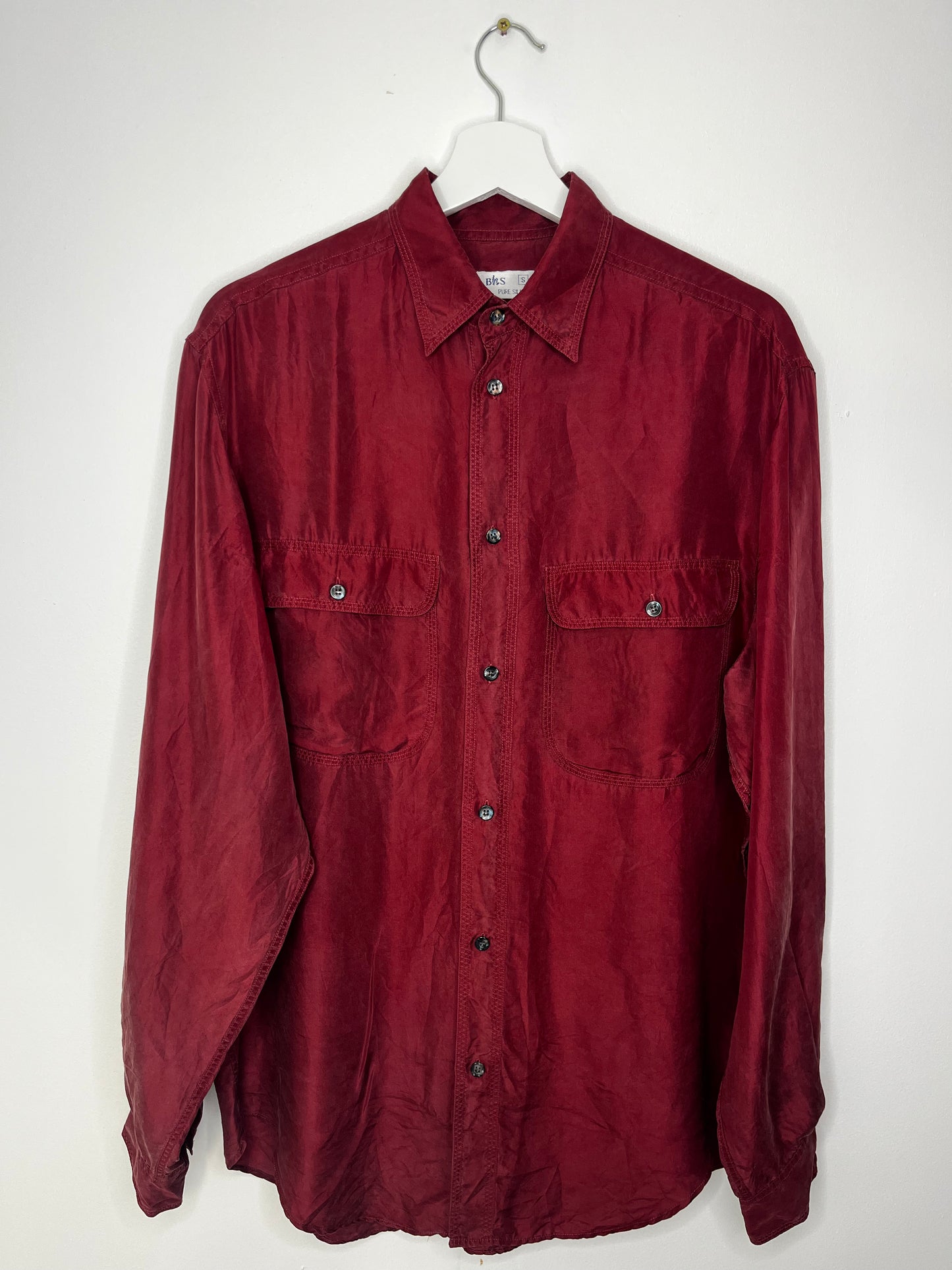 Burgundy Pure Silk Vintage Shirt