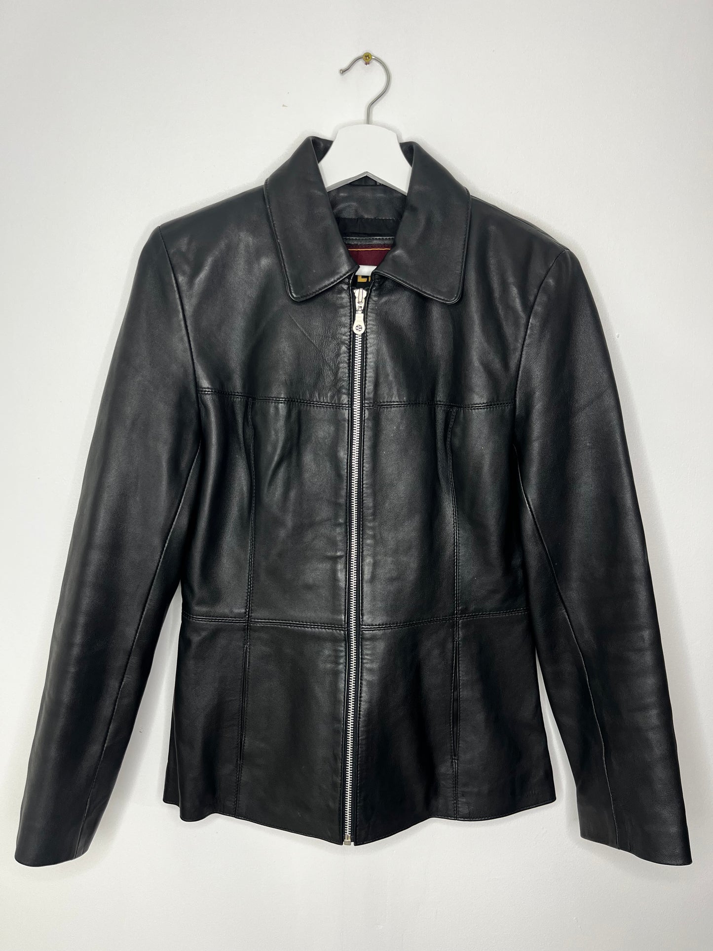Classic Black Leather Vintage Zip Jacket
