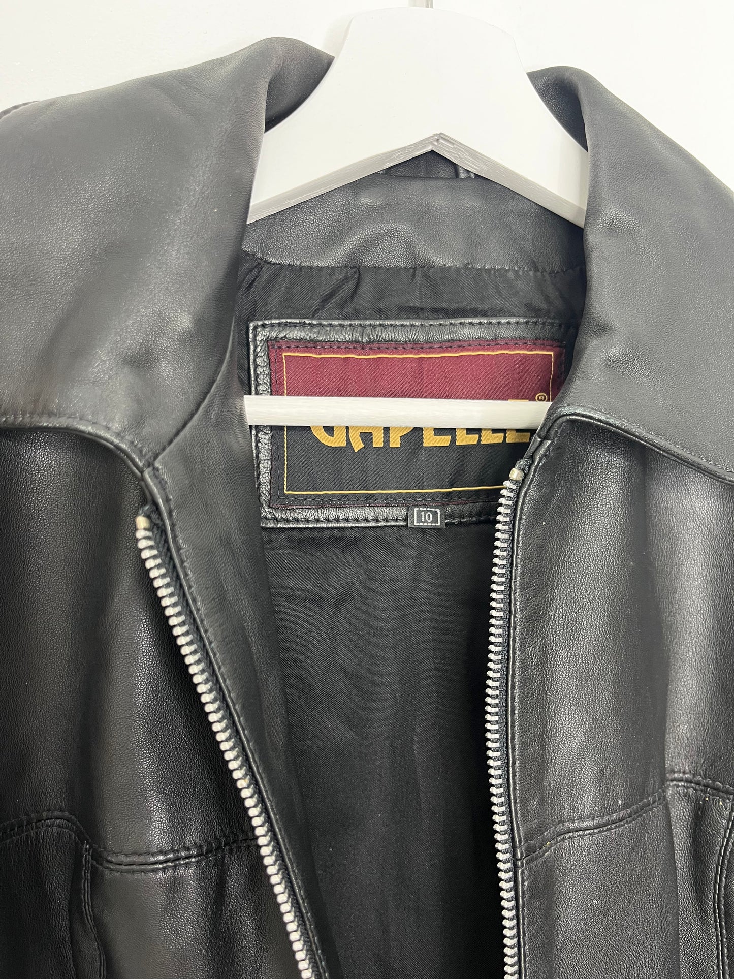 Classic Black Leather Vintage Zip Jacket