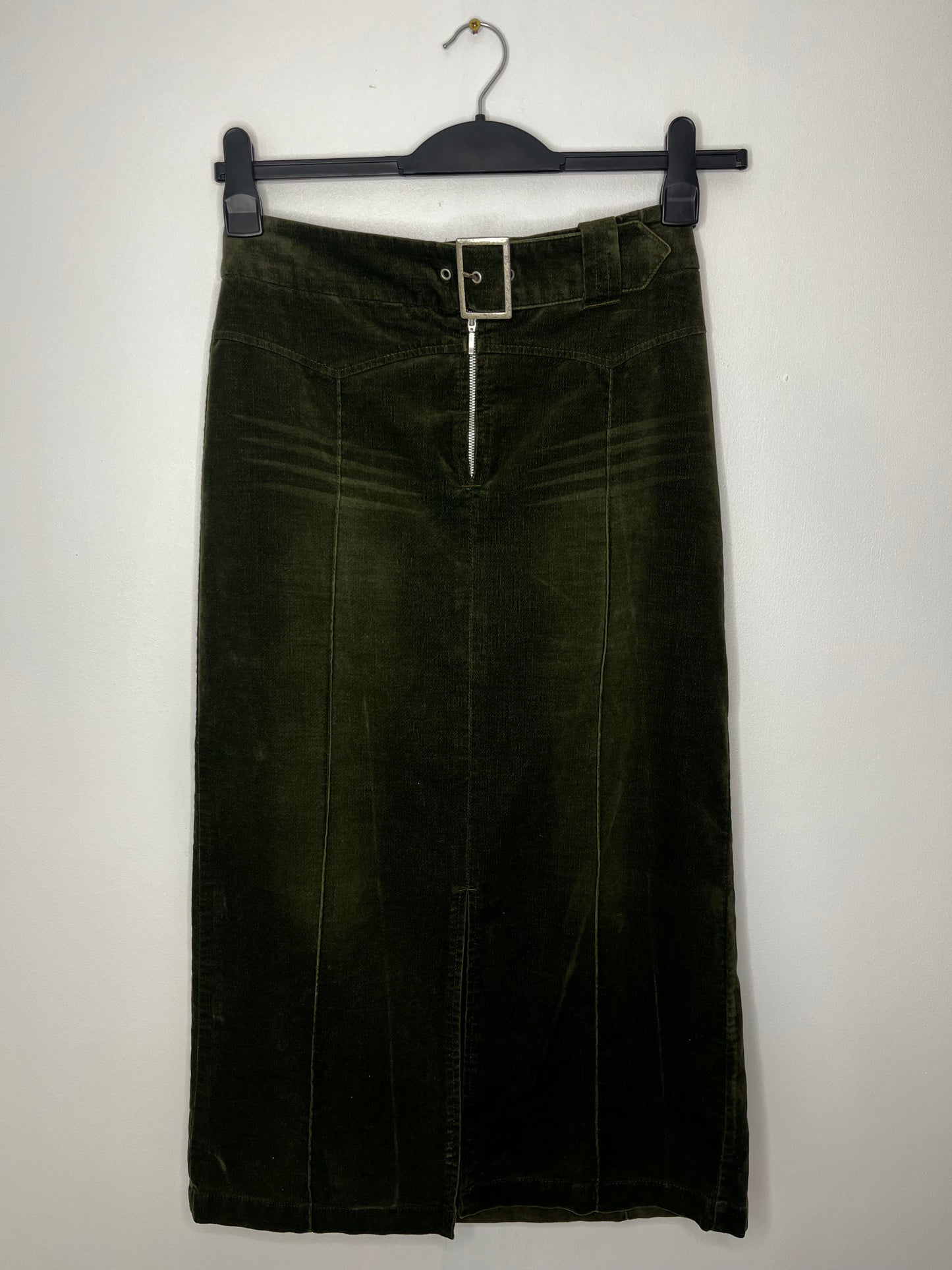 Highwaisted Long Green Suede Vintage Skirt