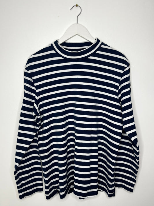 Pure Cotton Stripe Navy Long Sleeve Top