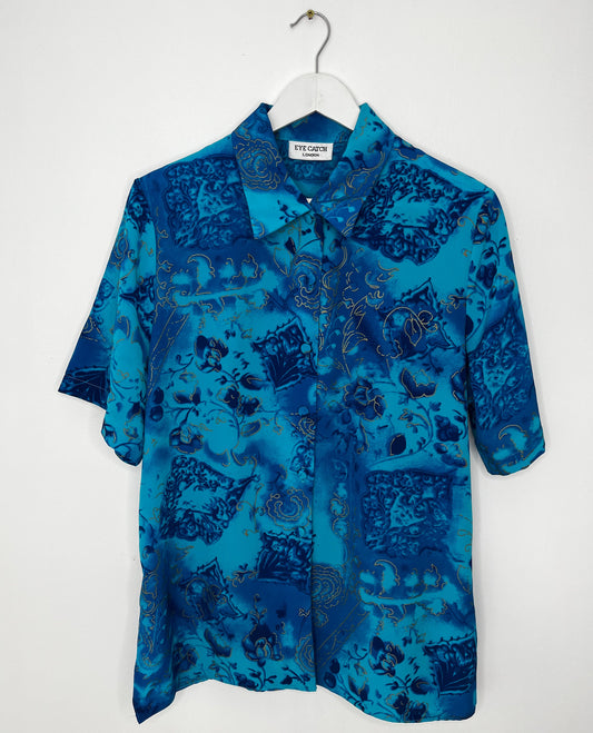 Blue Patterned Vintage Shirt